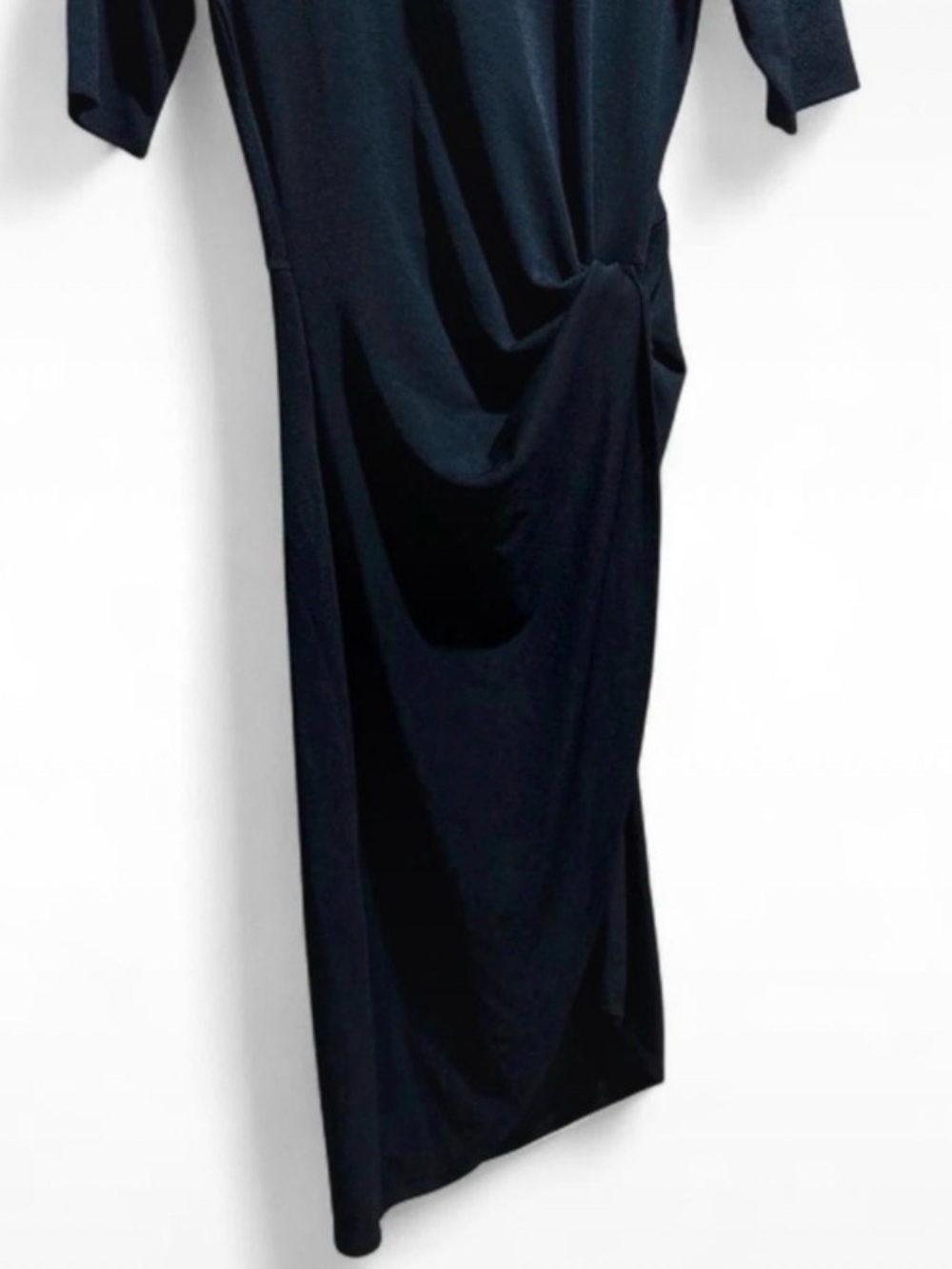 Emerald Sundae Black Draped Midi Dress - Picture 3 of 9